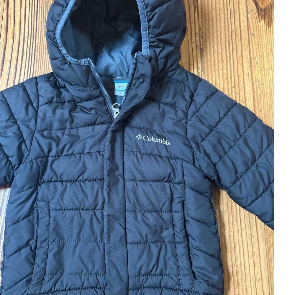 Columbia Puffer Jacket Kids Black Hooded Insulated Full Zip SIZE 3T